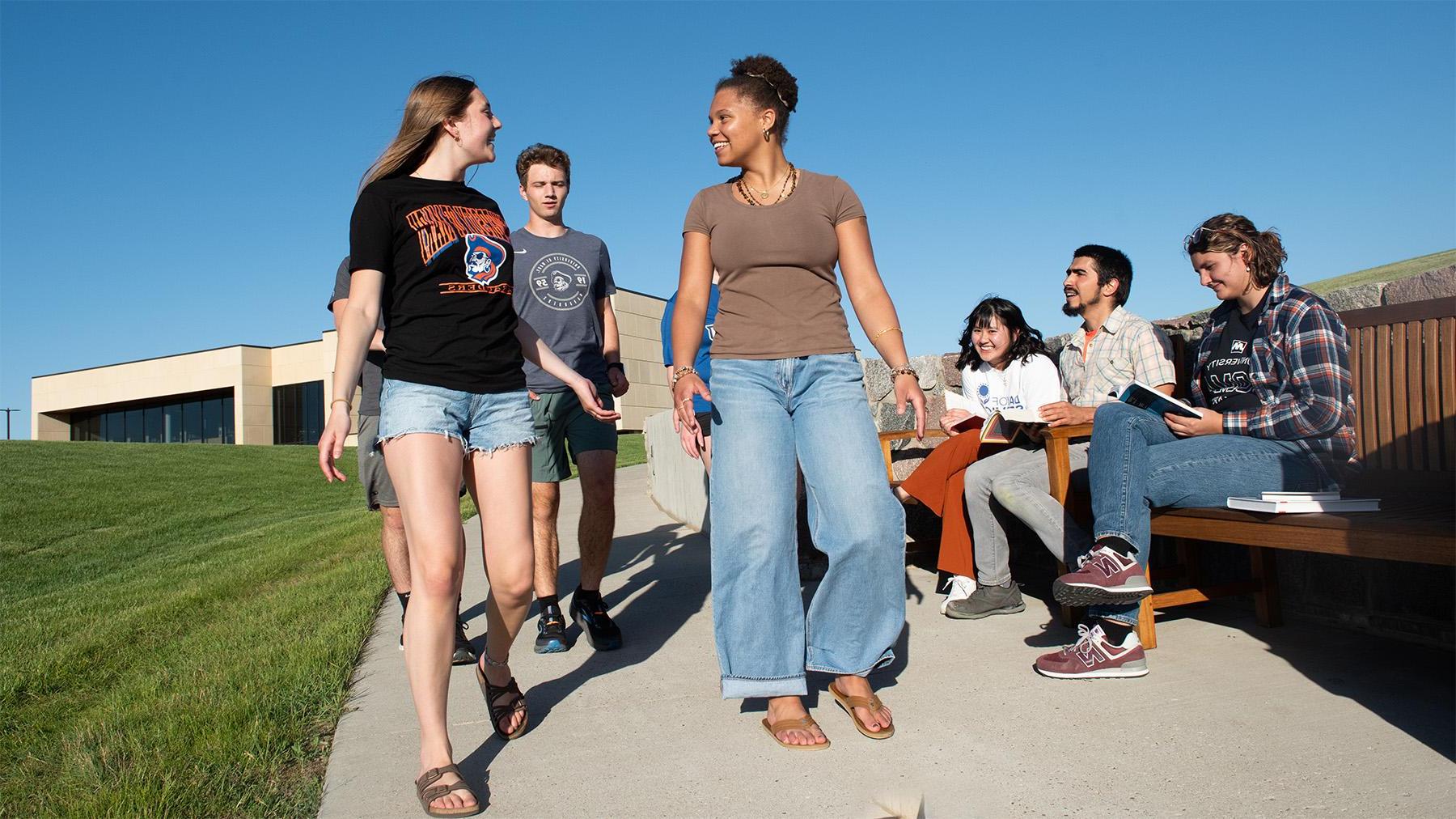 Students walking outside.